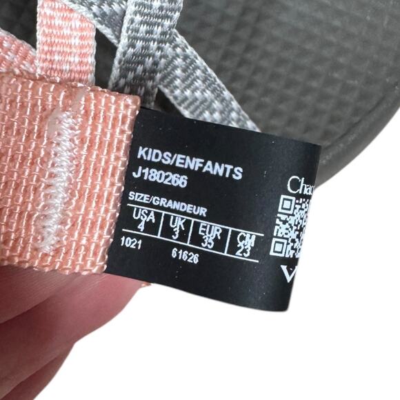 Chaco Kid's ZX1 Ecotread Sandals 4 Burlap Heather J180266 Pink Gray Double Strap - Picture 7 of 7